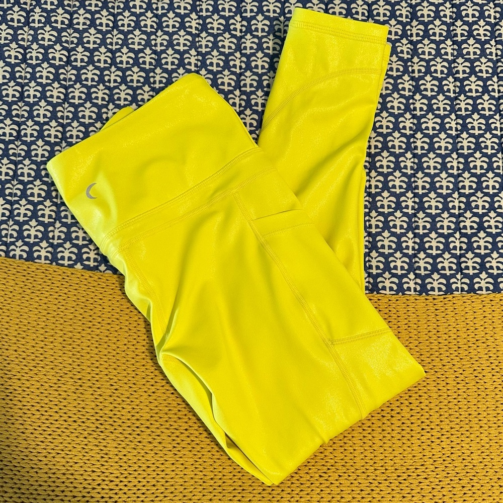 ZYIA Metallic Yellow Compression Leggings